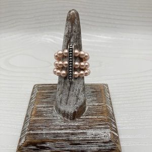 HANDCRAFTED 3 Strand Peach Shell Pearl Bead Ring